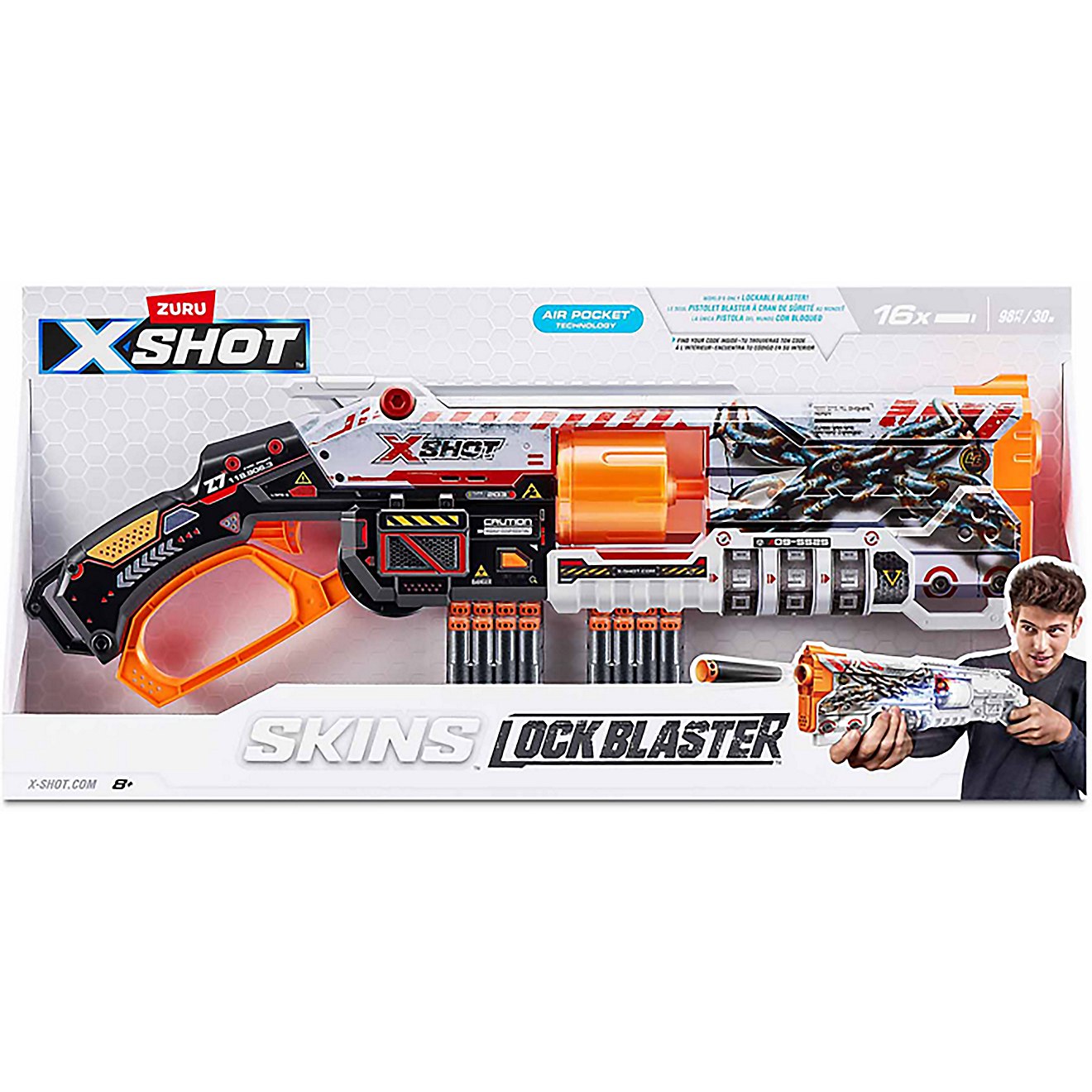 ZURU X-Shot Skin Series 1 Lock 16 Darts Gun | Academy