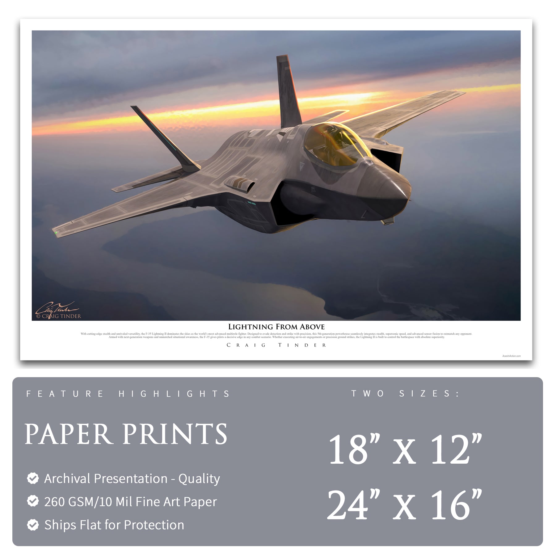 F-35 Lightning II - Lightning From Above Canvas | INCLUDES