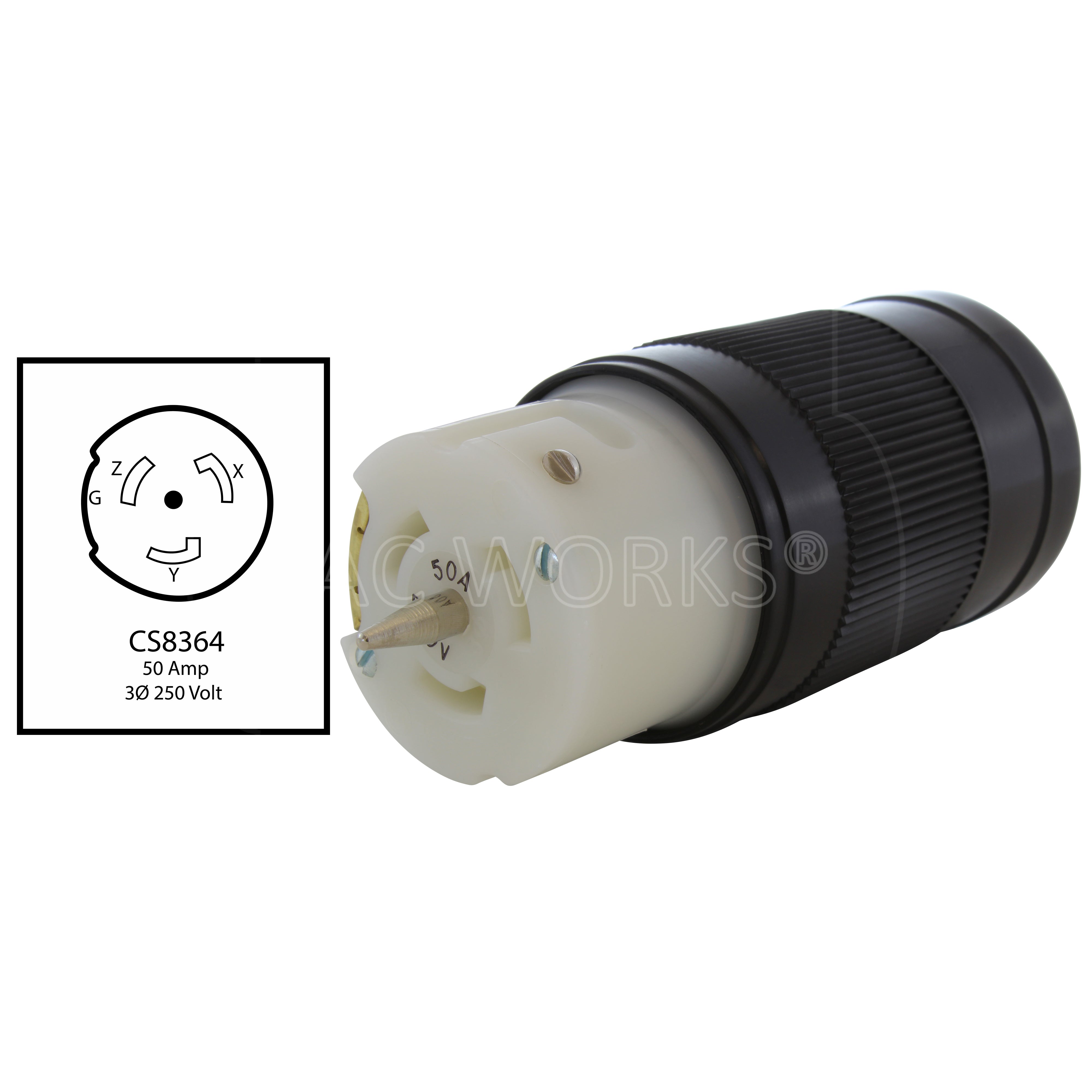 California Standard CS8364 50A 3-Phase 250V 4-Wires Locking Female