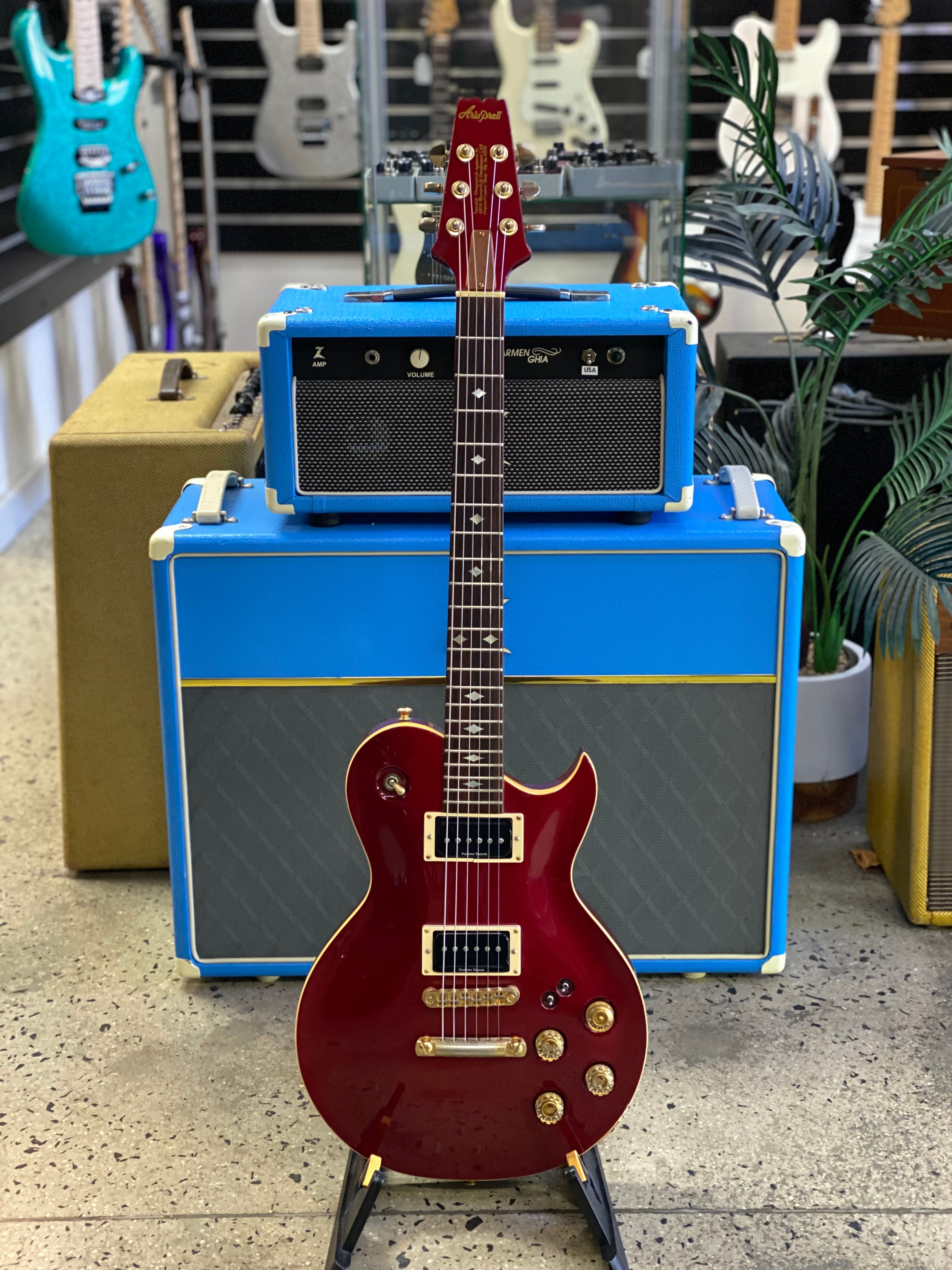 Aria Pro II PE-R60 Vintage Singlecut W/mods and bag | Red ***Pre