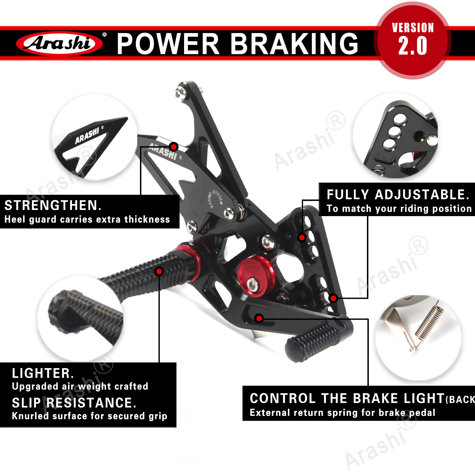 Arashi V2.0 Adjustable Rearset For KAWASAKI Ninja ZX4R ZX-4R 2023