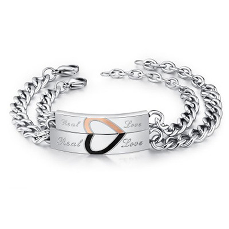 Fashion Real Love Couple Bracelets Joint Stainless Steel Jewelry