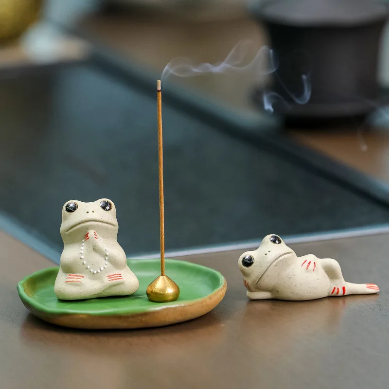 Cute Frog Incense Burner Frogs Tea Pets Ornaments Zen Home Tea
