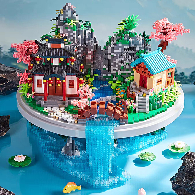 LHCX 816 Peach Garden Village Bridge Waterfall Island Light - LOZ