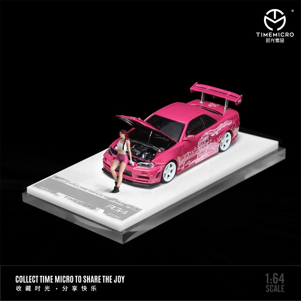 TimeMicro 1/64 Skyline R34 Chameleon/Falken/Pink alloy model