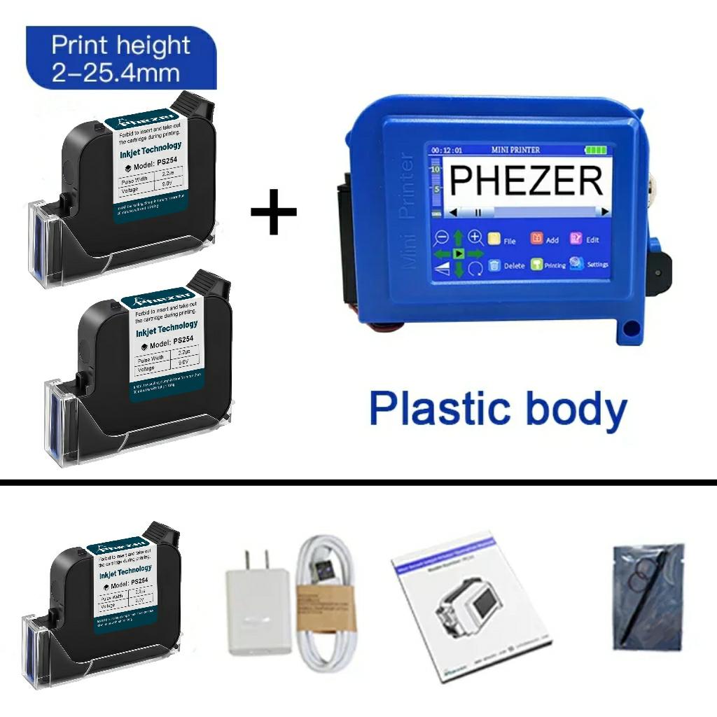 Phezer PC11Plus 12.7mm Mini Portable Printer QR Bar Batch Code