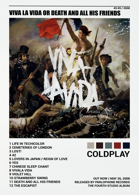 Coldplay Music Album Cover Poster Viva LA Vida Song Lyrics Prints