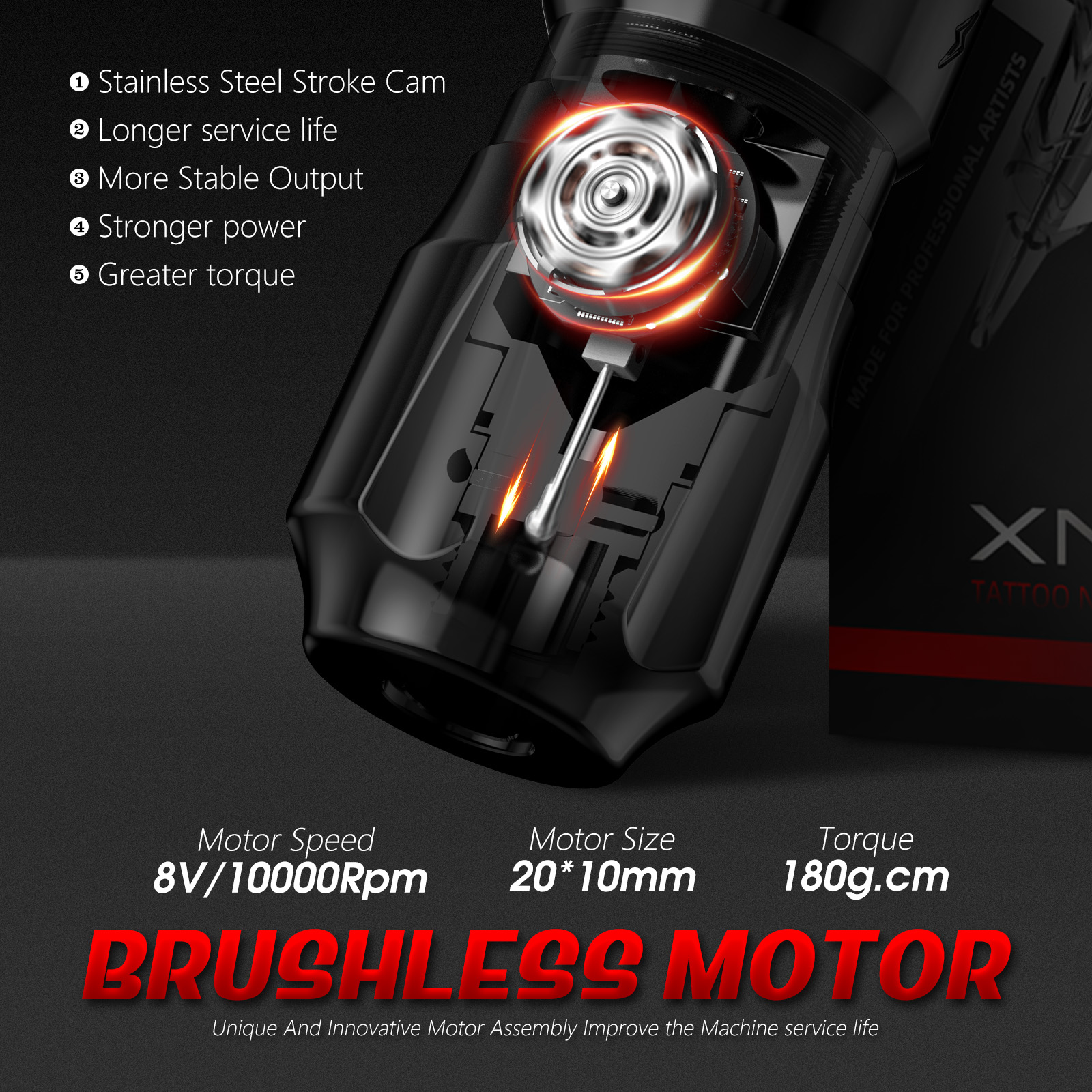 Xnet-ワイヤレスタトゥーマシンペン,デュアルグリップ,ブラシレス