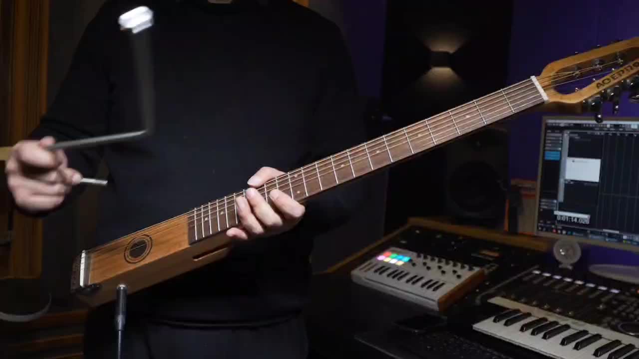 Acepro Mini Electric Acoustic Guitar, Silent Travel Guitarra