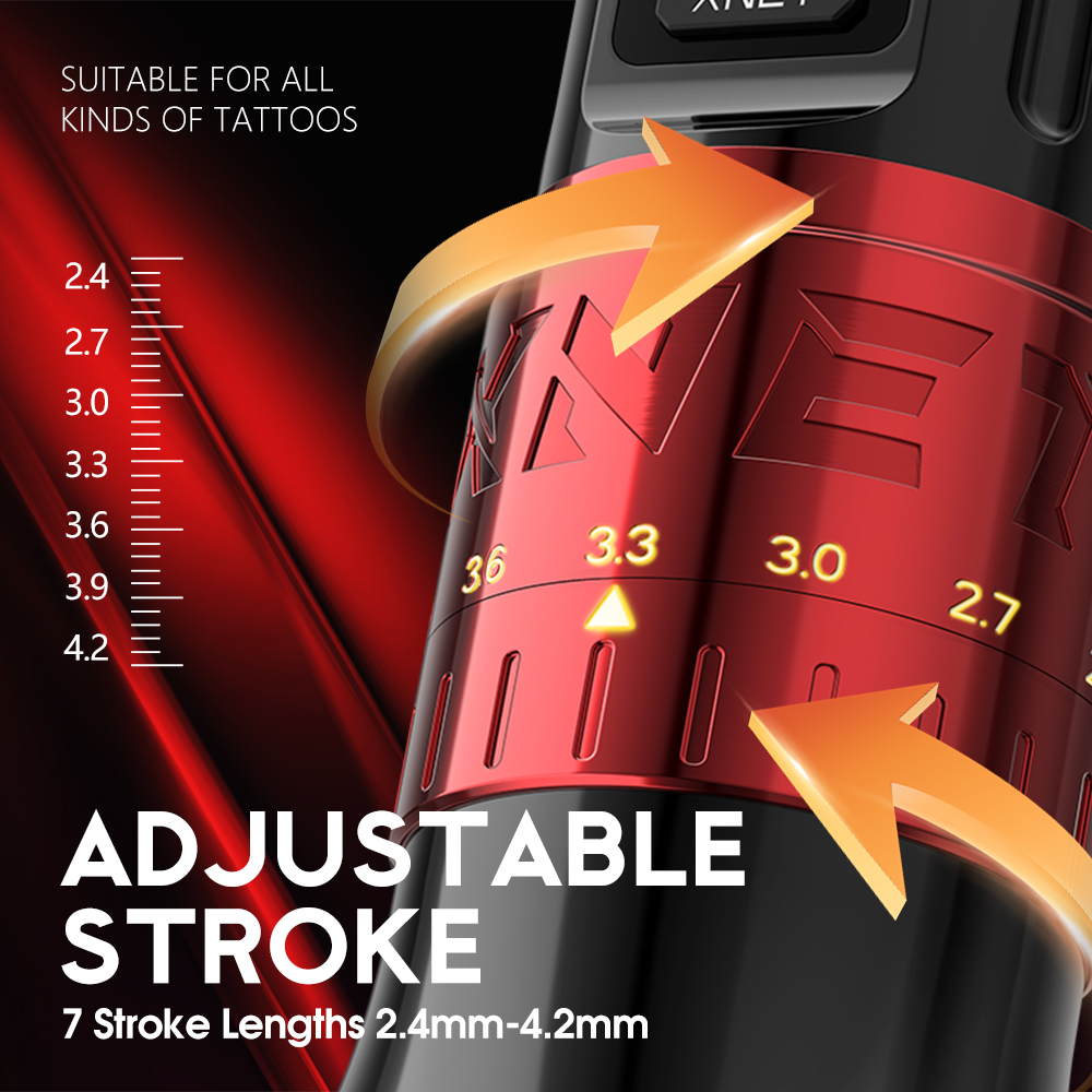 Xnet-ワイヤレスタトゥーマシン,ペンセット,調整可能なストロークペン