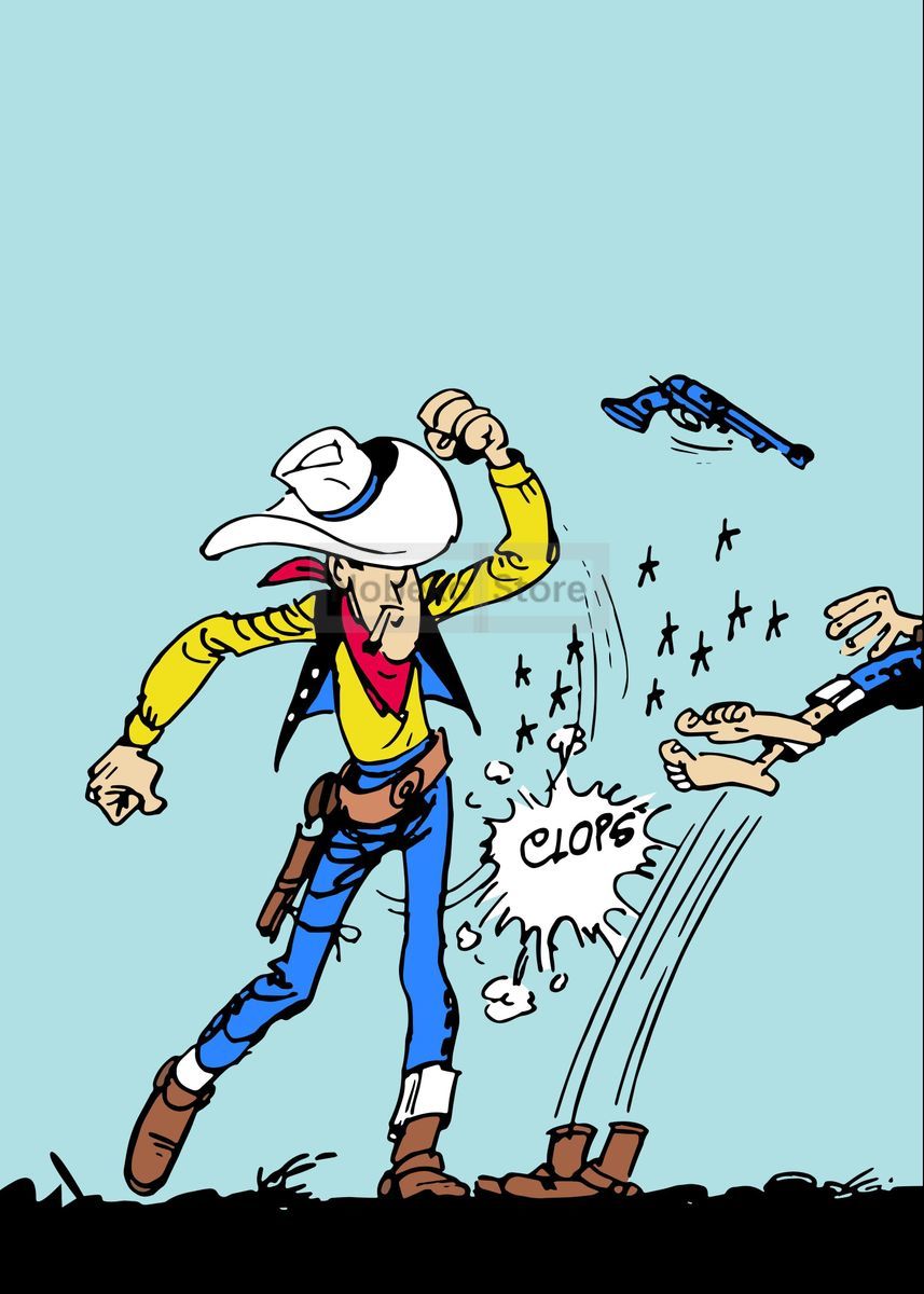 French Animation Lucky Luke Poster Cartoon Comics Funny Cowboy