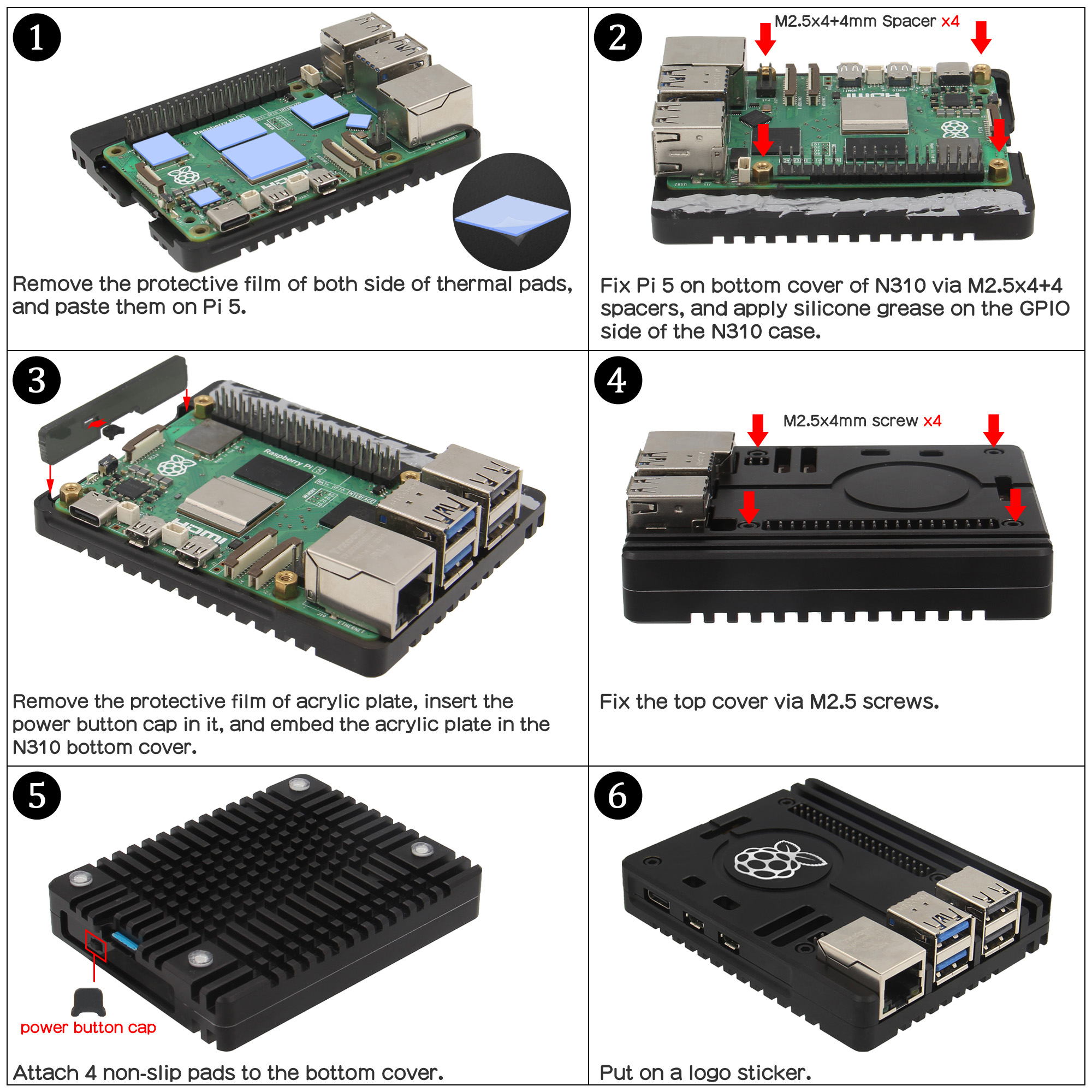 Geekworm Raspberry Pi 5 Ultra-Thin CNC Aluminum Alloy Passive