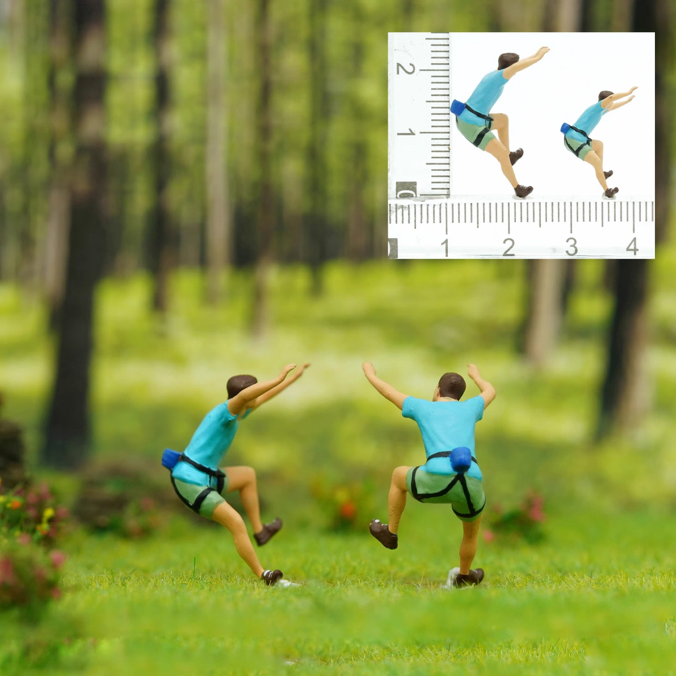 ミニチュア登山と登山家、ジオラマミニチュアフィギュア、人工山モデル