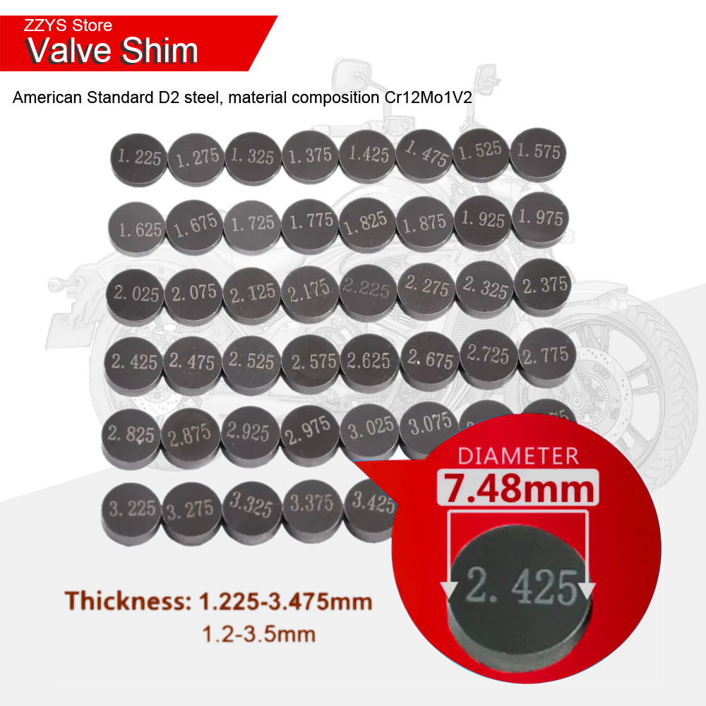 5pc 7.48mm Adjustable Valve Gasket Shim Pad Kit Cams For Kawasaki