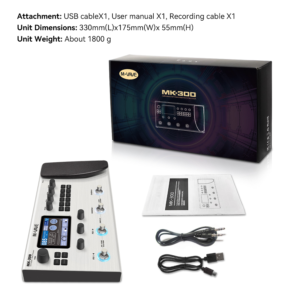 M-VAVE MK300 Electric Guitar with Multiple Effects Pedals, 150s