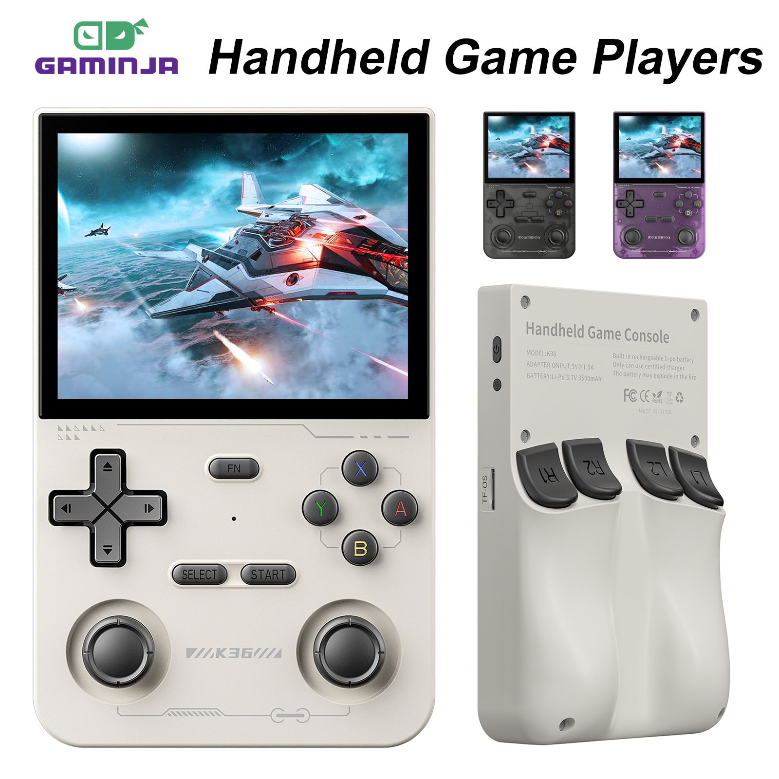 GAMINJA Open Source K36 Retro Handheld Video Game Console 16000