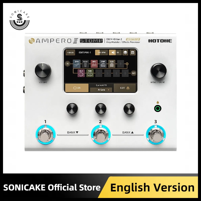 HOTONE Ampero II Stomp Multi-Effects Pedal MP-300 with EU/US Power