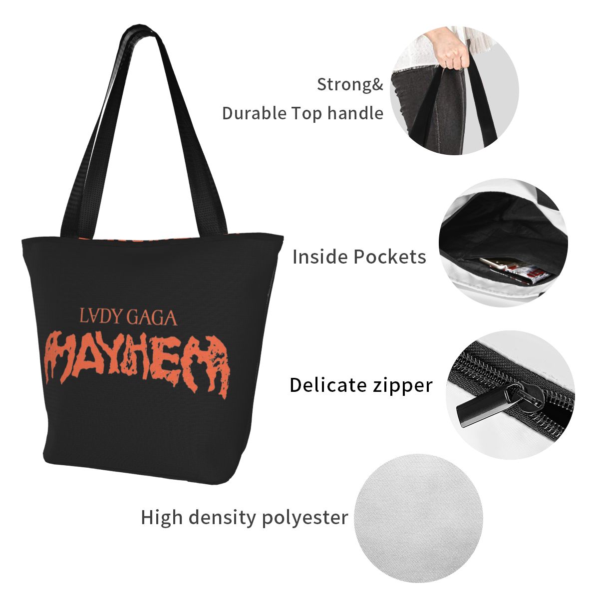Lady Gaga Mayhem 2025 Album Tote Bag For Women Shoulder Bag Zipper