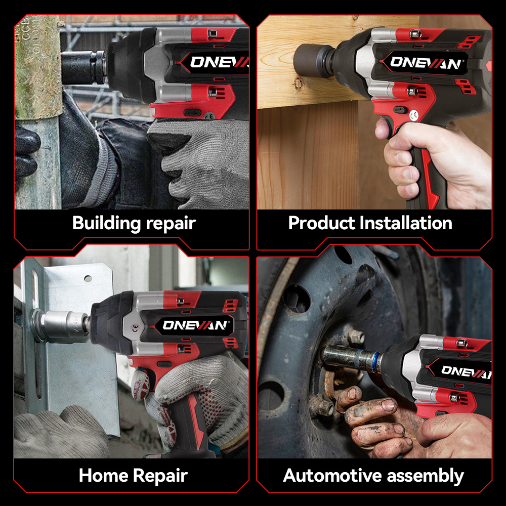 ONEVAN 1800N.M Brushless Electric Impact Wrench 1/2 Inch Lithium