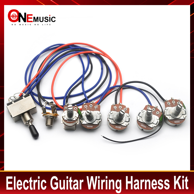 Electric Guitar Wiring Harness Kit 2V2T Big 500K Pot and 1 Push