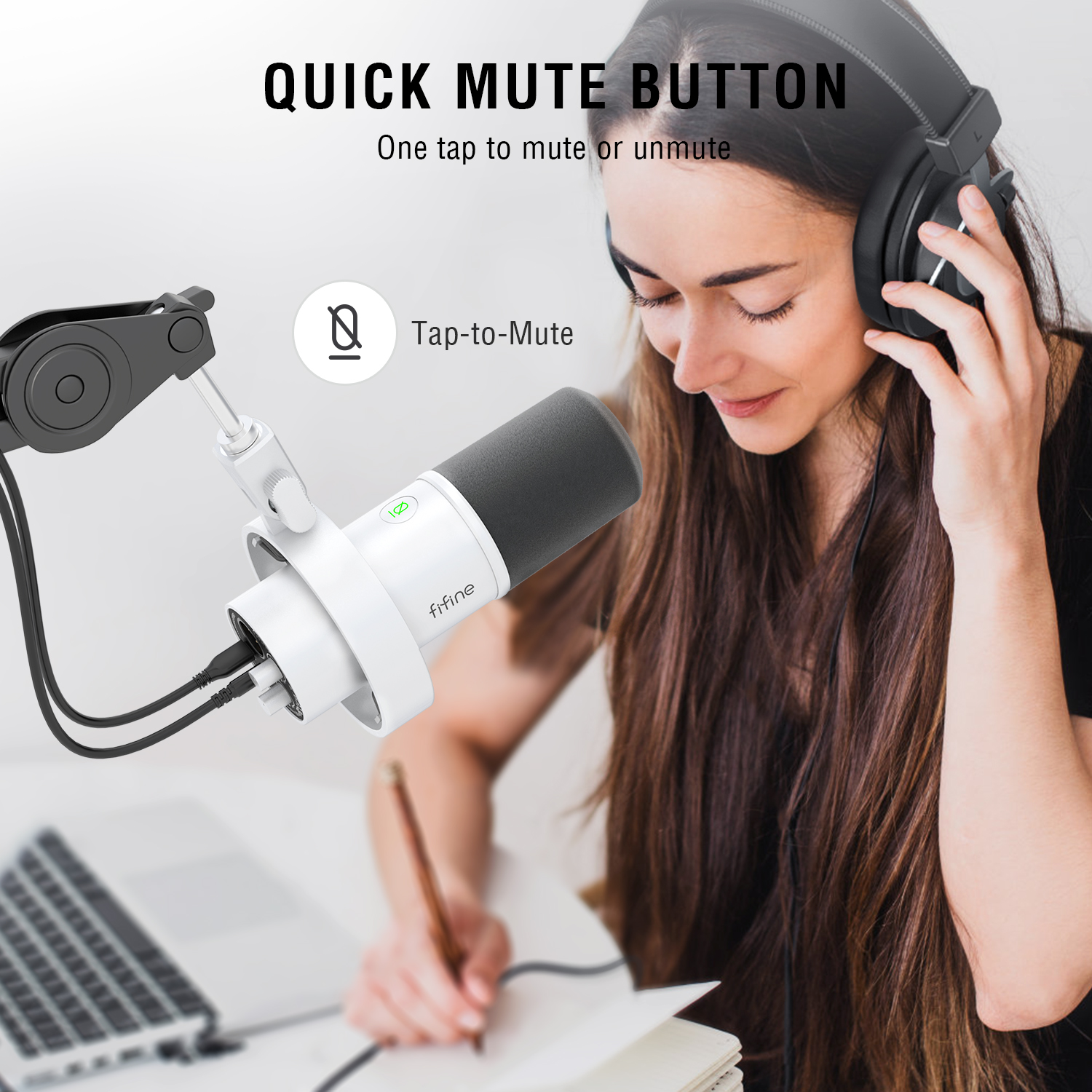 リアルタイムモニタリング付きFIFINE-XLRダイナミックマイク、USB