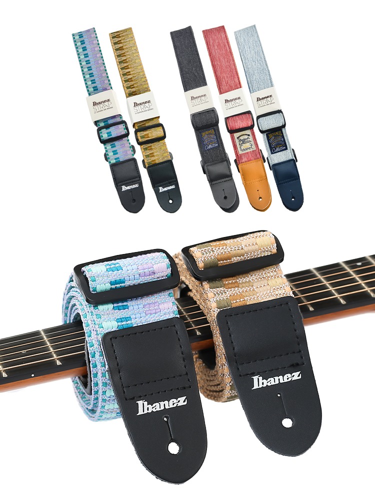 Ibanez ギターストラップ マルチカラー 長さ調節可能 簡単装着 ベース
