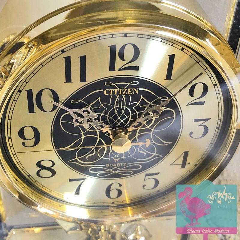 シチズン 回転飾り付き 置き時計 クオーツ レトロ ゴールドカラー 持ち
