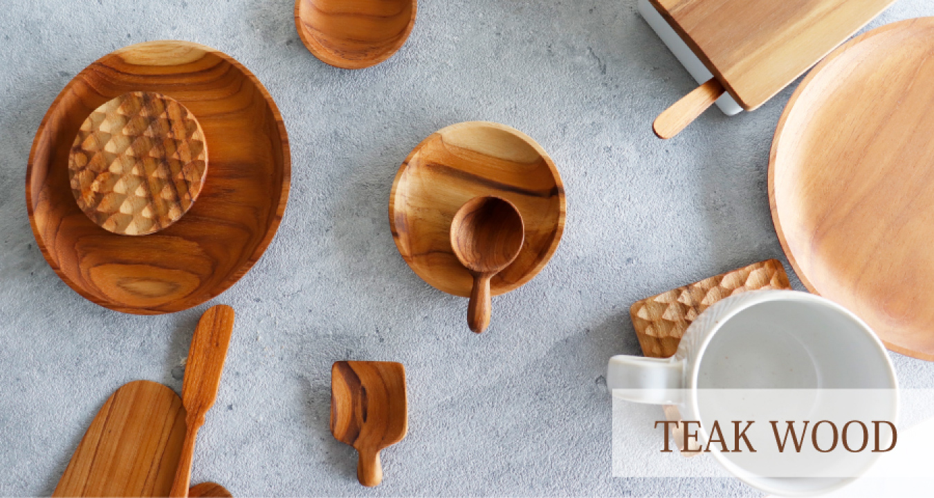 TEAK WOOD】Plate プレート ラウンド M 22cm カップホルダー無し 丸