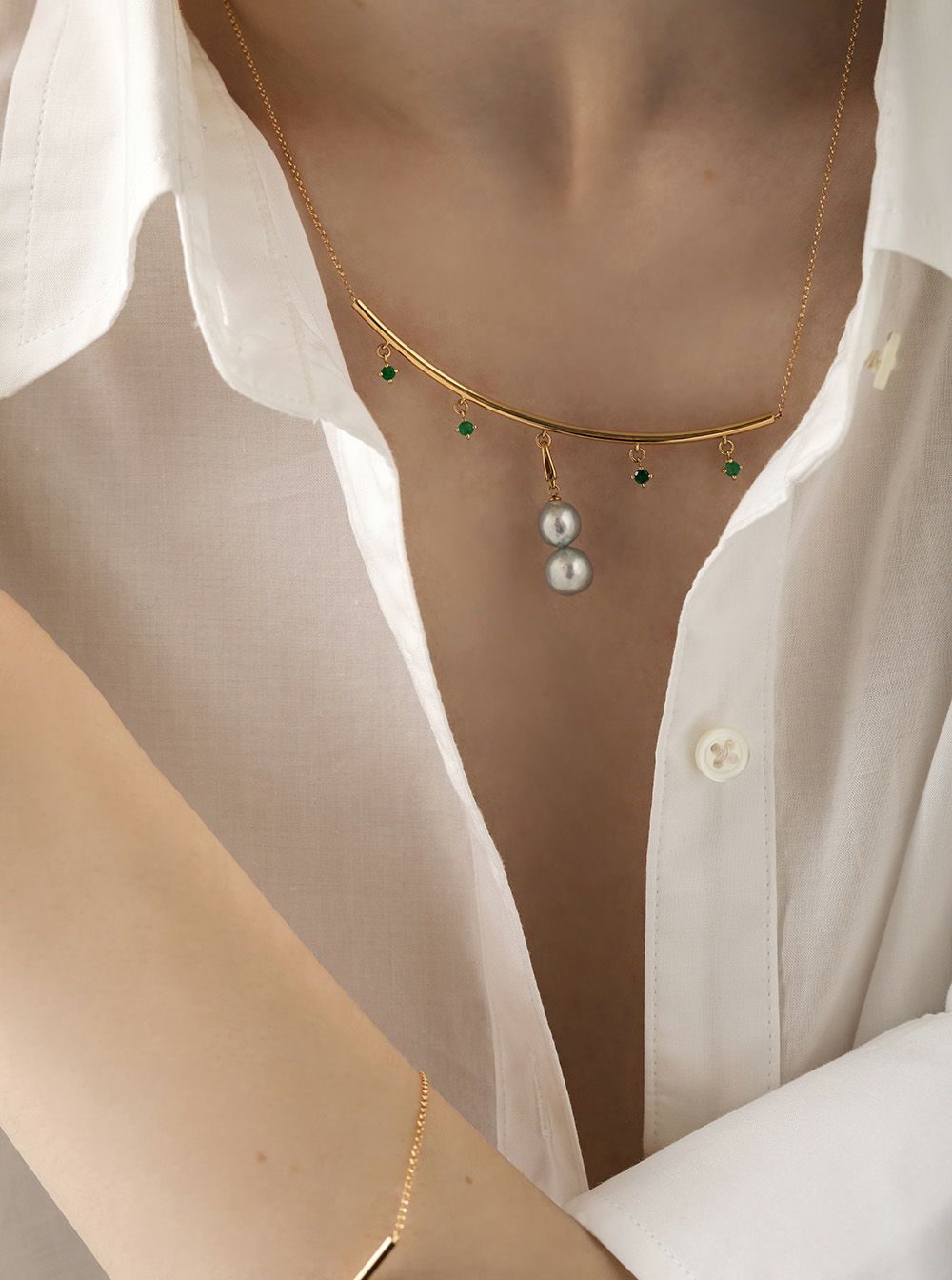 two drops]K18YG アコヤブルーパール 2ドロップ チャーム | ADDUNIoN