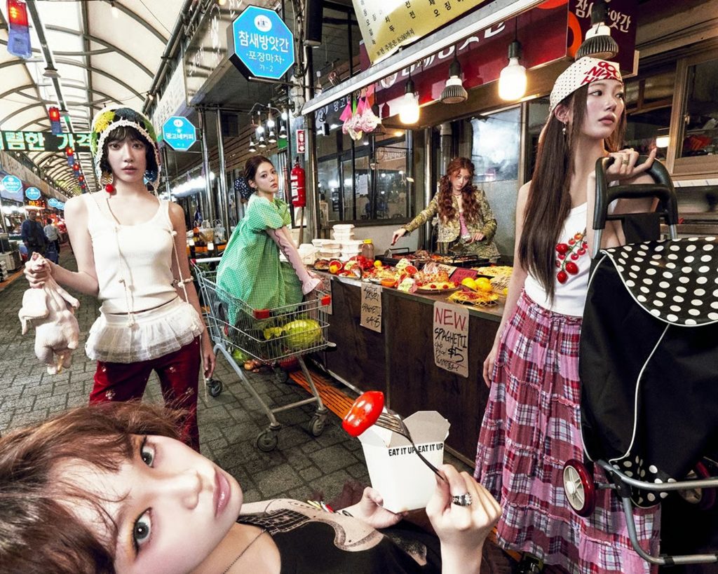 LE SSERAFIM、新曲「SPAGHETTI」で異色の市場コンセプト公開 写真枚