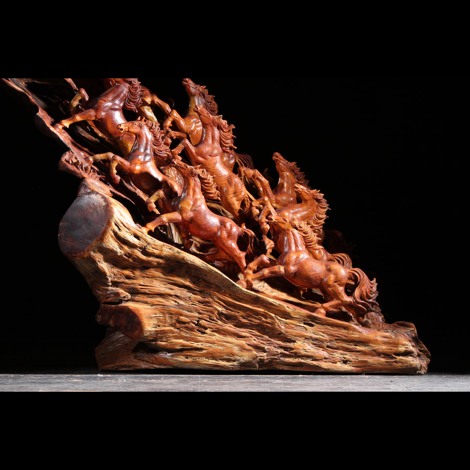 木彫 馬群 B0937 – 赤富士竜市オンラインショップ｜リメイク和家具