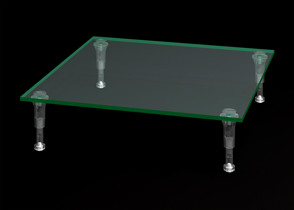 ディスプレイスタンド】伸縮クリアポール角板｜店舗備品・什器・展示