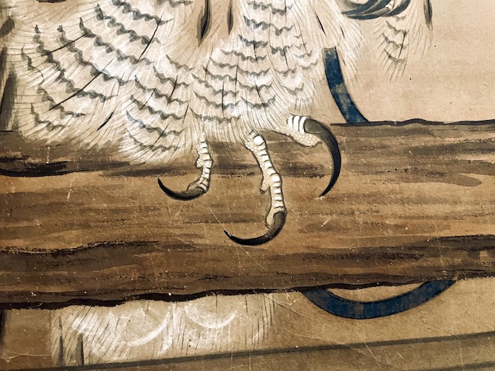 曽我直庵 “架鷹図” 紙本 着色 近藤東来箱書 / Soga Chokuan “Tethered