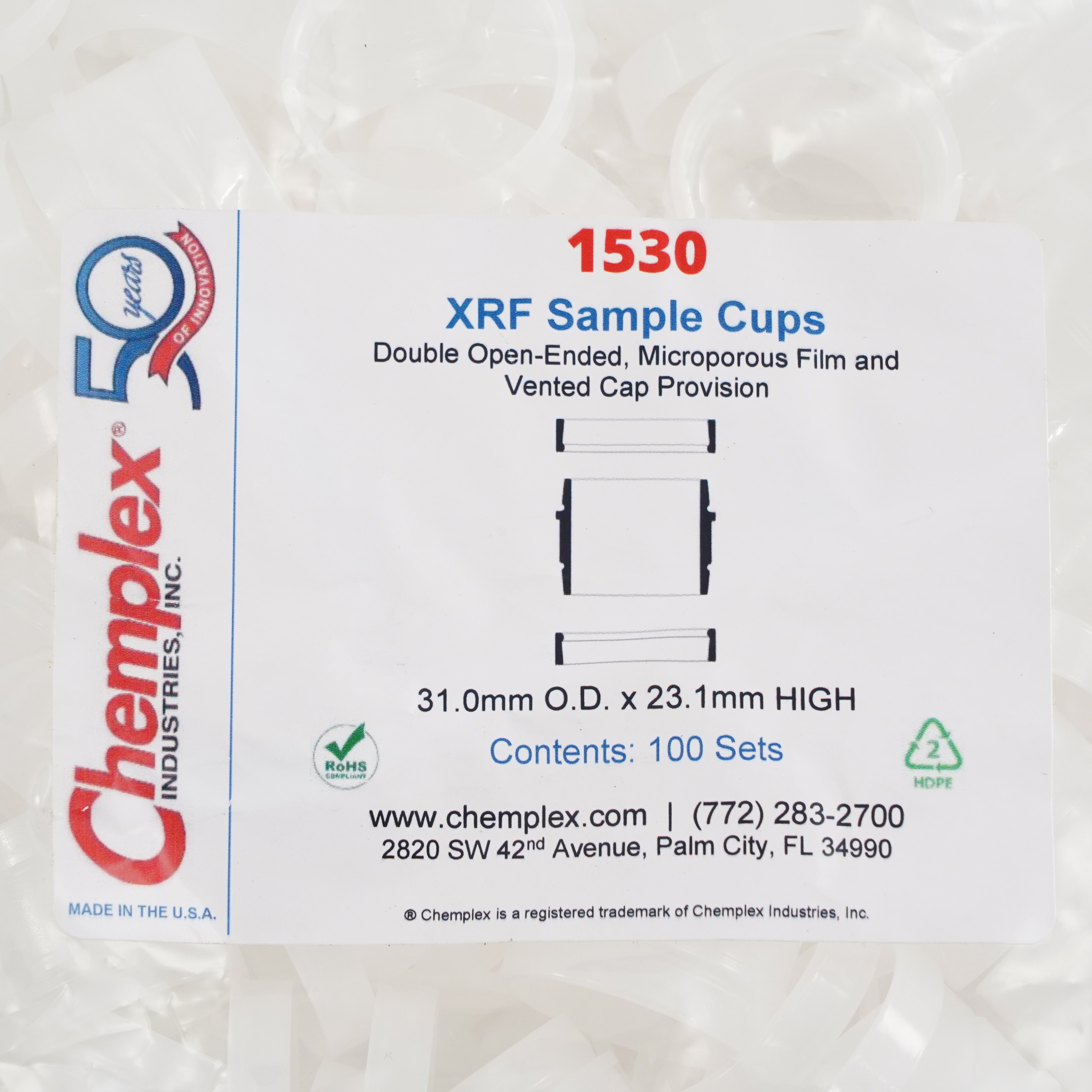 4-1854-01 XRFサンプルカップオープン（Φ32mm）1箱（100セット入