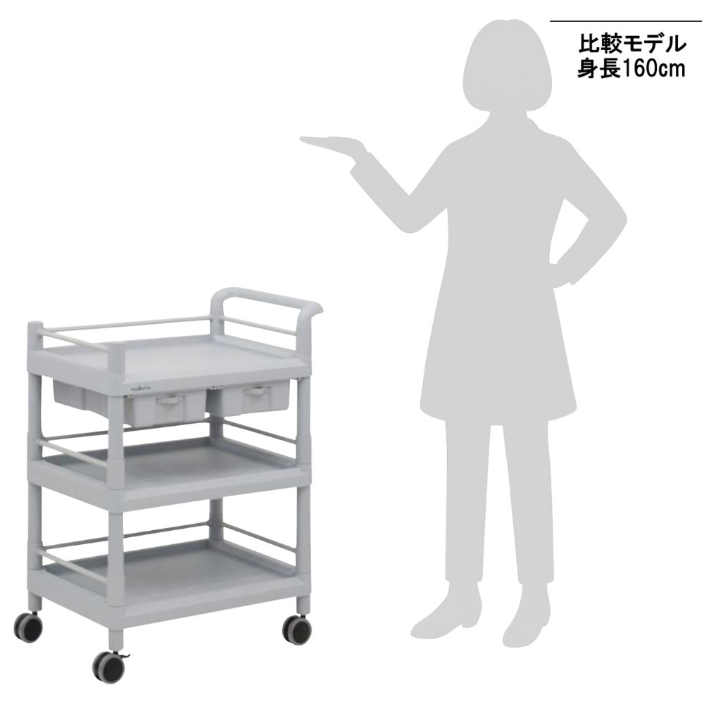 7-1085-04 モバイルストレージカート(引出し付) 3段(枠付) 705×444×885