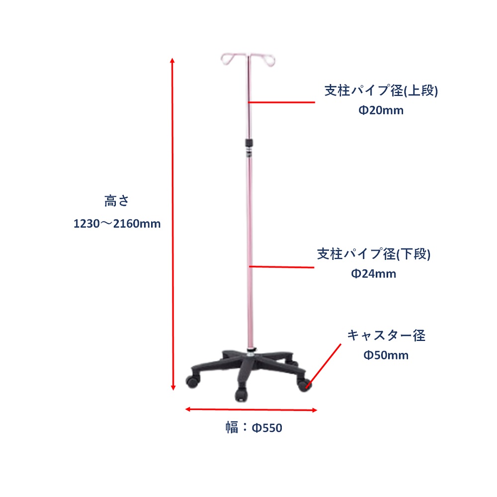 8-4172-02 I.Vスタンド ピンク HP2090-P 【AXEL】 アズワン