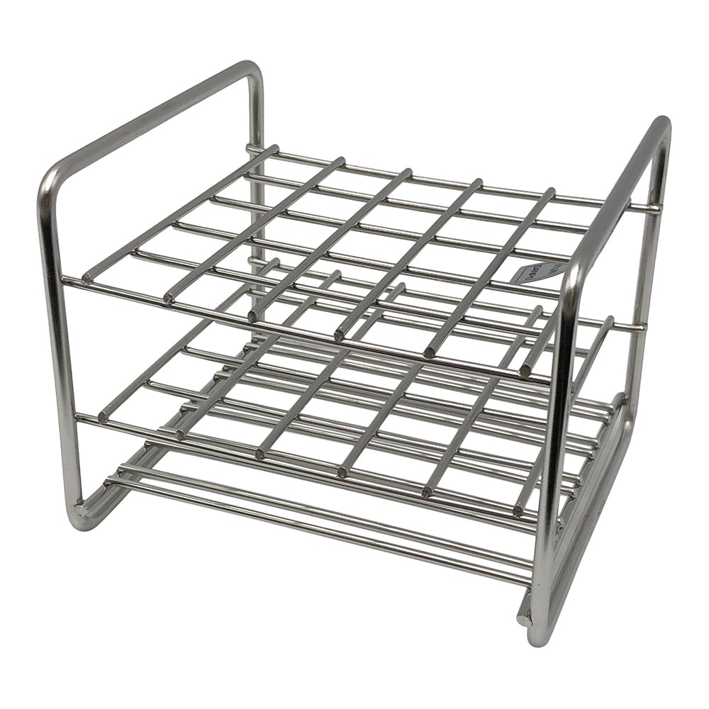 2-9502-16 ステンレス試験管立 配列：5×5 サイズ：□17mm 15‐25L