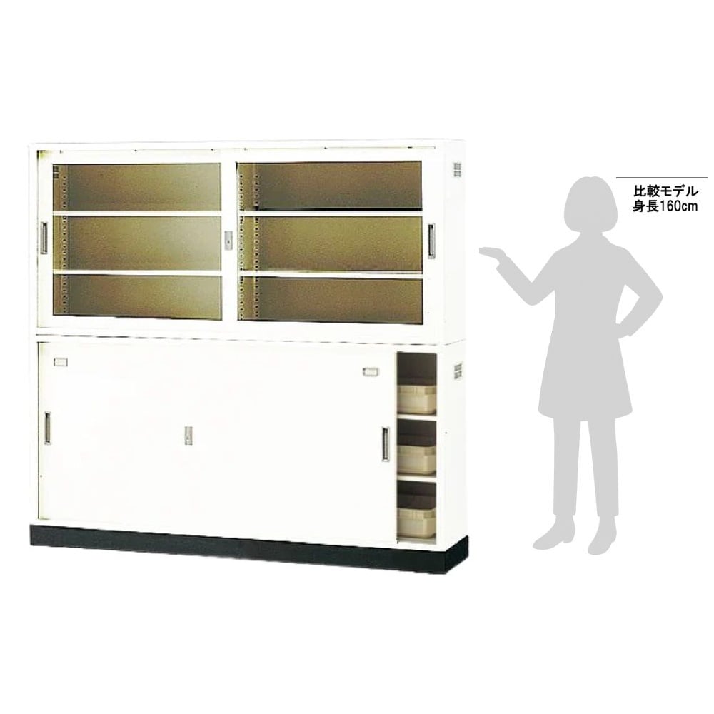 3-065-22 耐薬引違保管庫 1760×400×1850mm（×4室） N-180・OWセット