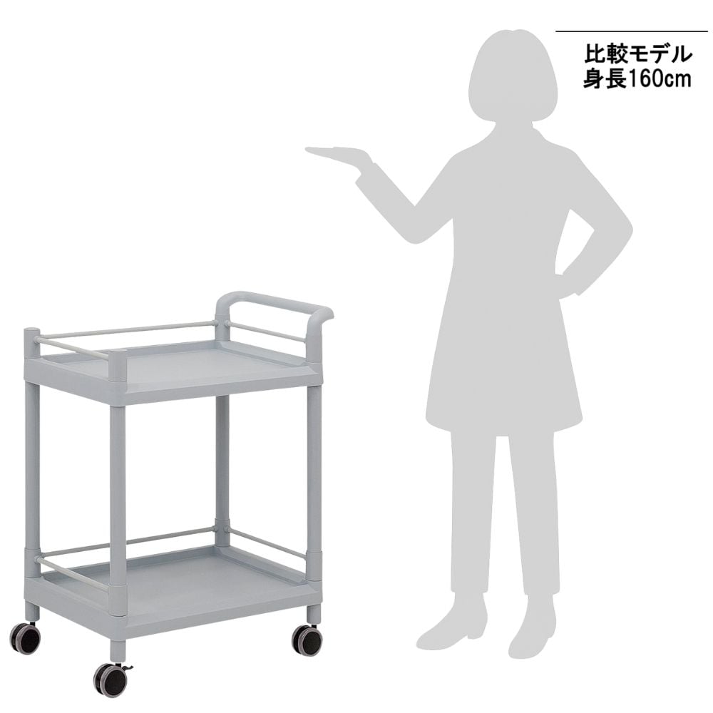 3-6496-03 モバイルストレージカート(ガード枠・ハンドル付き) 2段 705