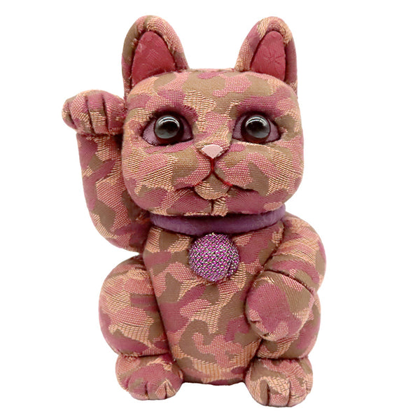 木目込み人形 招き猫 迷彩 赤 中 lucky cat