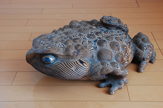 白水作・福蟇蛙の木彫ほか骨董品、古道具を出張買取させて頂きました