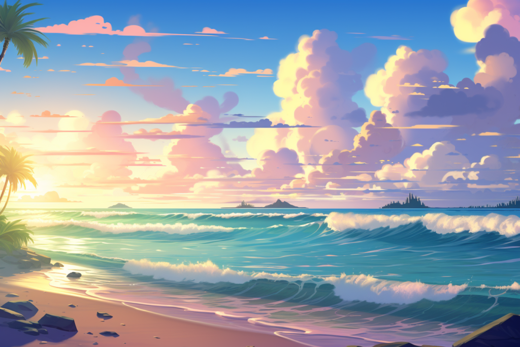 フリー素材】ビーチの背景イラスト