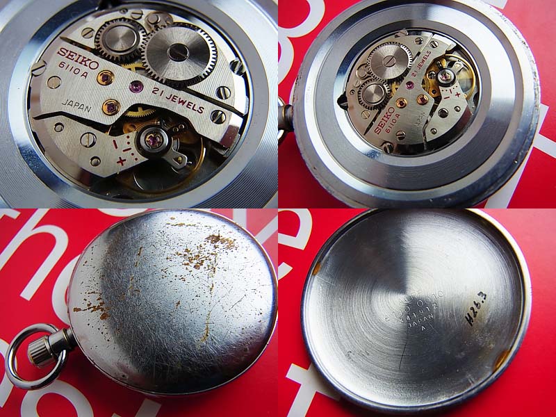 19セイコー 6110A 鉄道懐中時計 セコンドセッティング 21石 手巻き