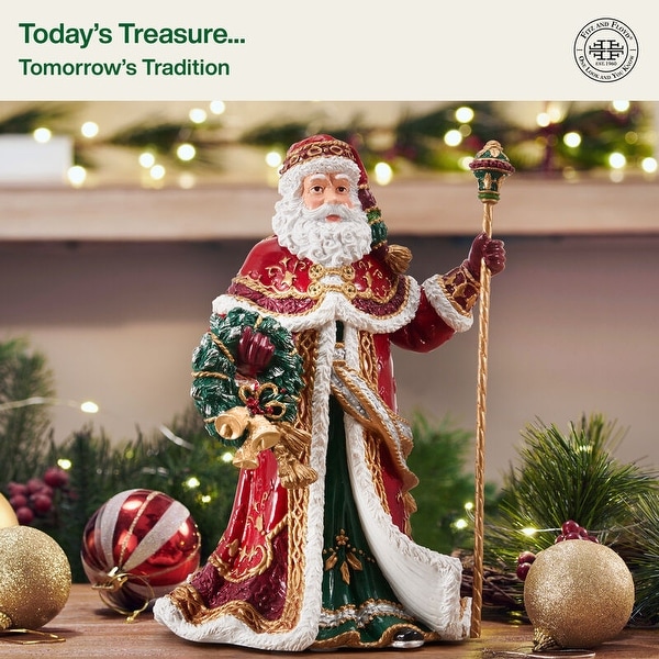 Fitz and Floyd Noel Holiday Santa Musical Figurine, 11 Inch - Bed