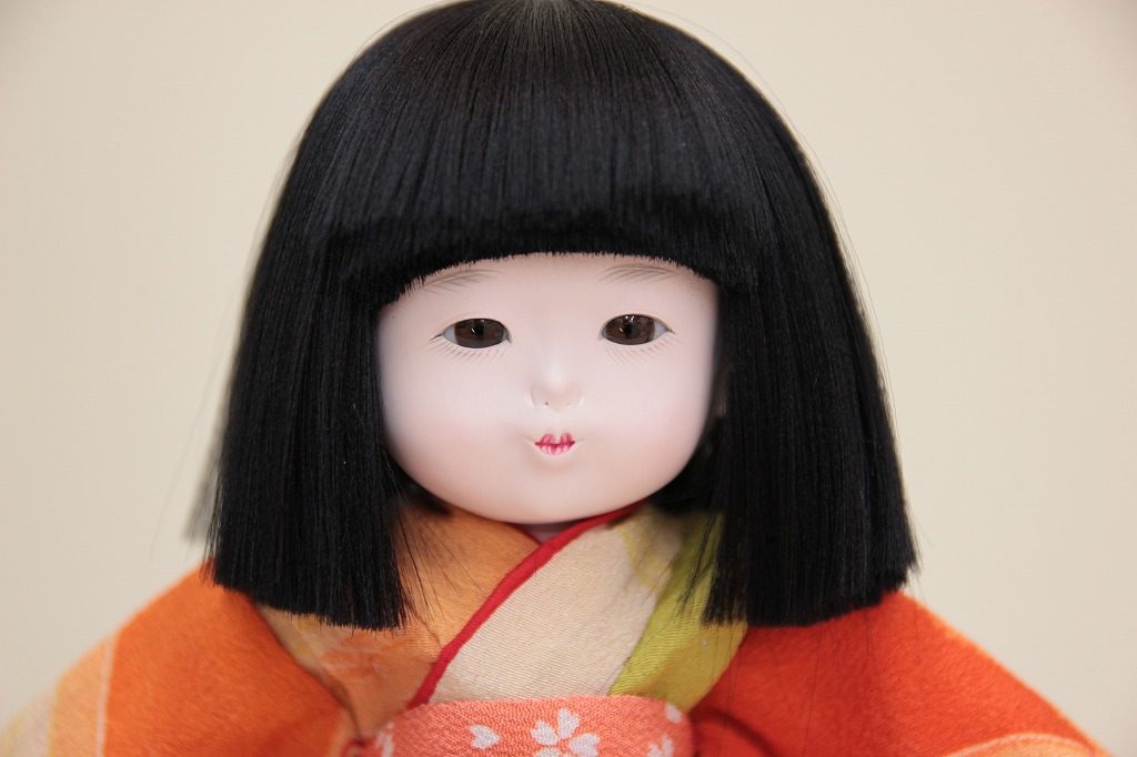 市松人形 特小 約17センチ 古布ちりめん衣裳 かわいい女の子 映水作