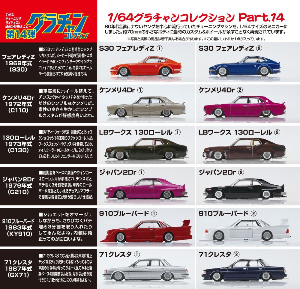 1/64 ダイキャストミニカーグラチャンコレクション Part.14(12個入BOX
