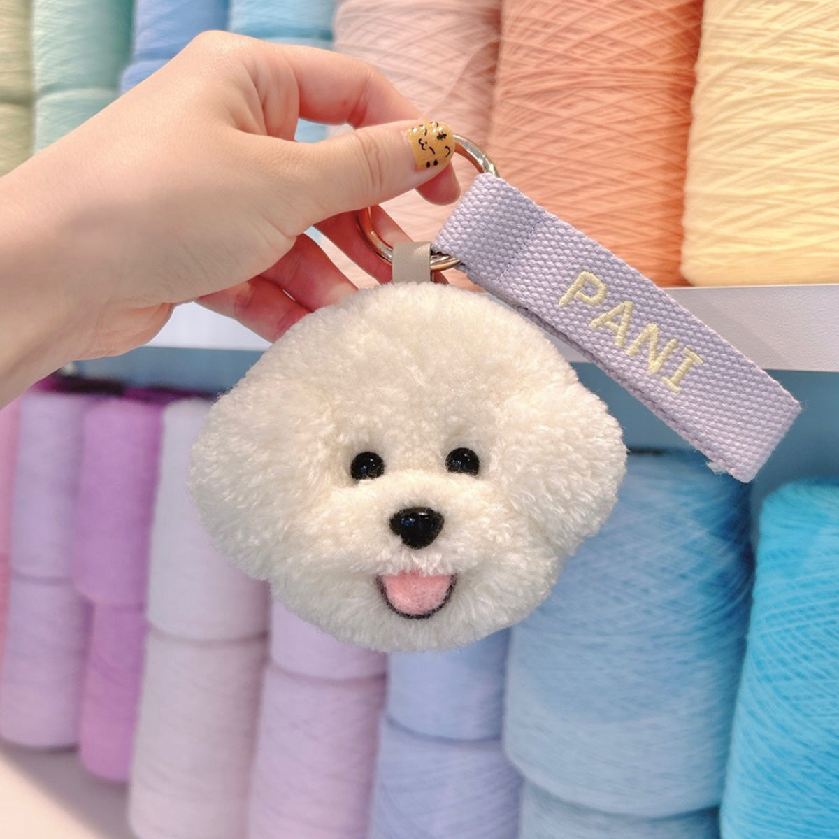 青山コンバン】タフティングうちの子ミラーキーリング カスタムメイド
