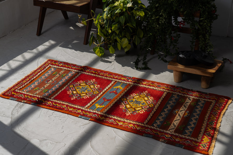 モロッコ産 1980年代 手織り絨毯】モロッカンラグ-ヴィンテージラグ