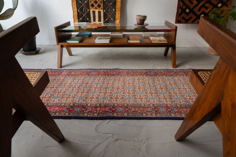 イラン産 1980年代 ペルシャ絨毯】手織り絨毯-アンティークラグ