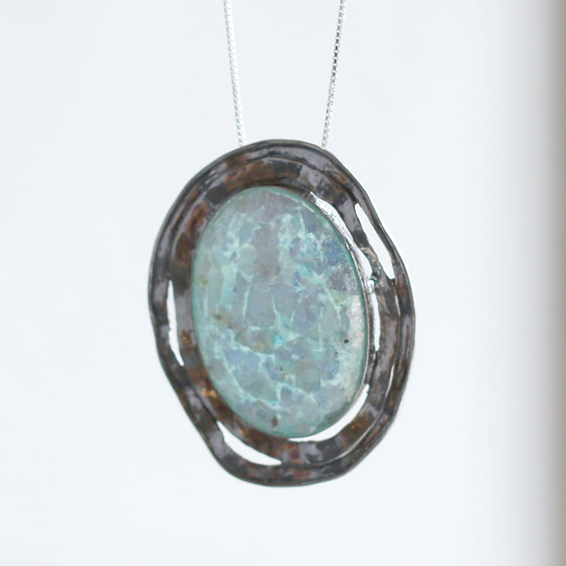 amphora / The Roman Glass Company ローマングラス/ブローチ銀化した